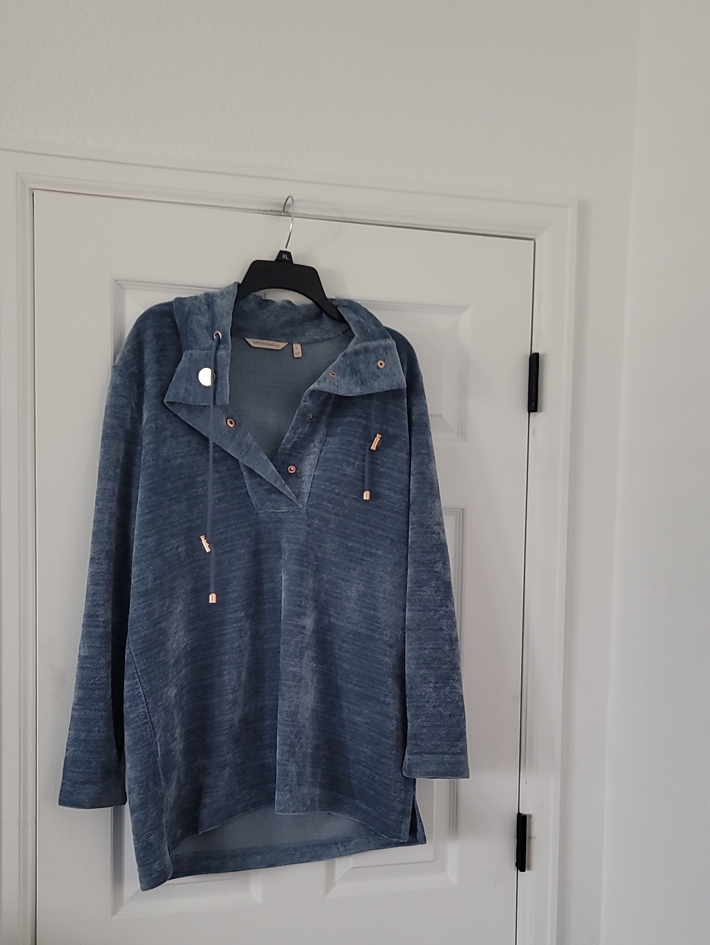 Soft Surroundings Blue Hooded Teddy Jacket